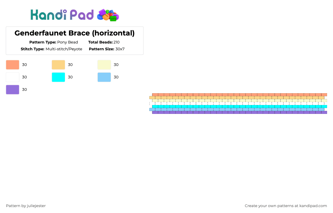 Genderfaunet Cuff (horizontal) - Pony Bead Pattern by juliejester on Kandi Pad - yellow,light blue,genderfaunet