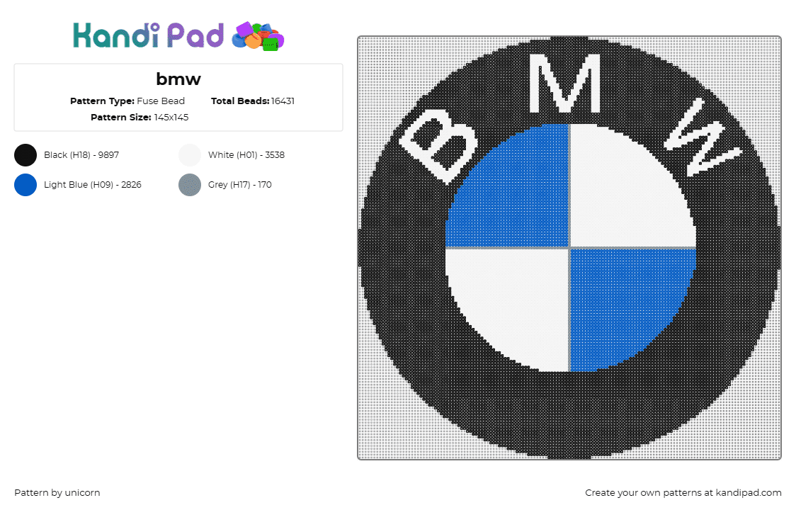 bmw - Fuse Bead Pattern by unicorn on Kandi Pad - bmw,car,logo,emblem,blue,white,black