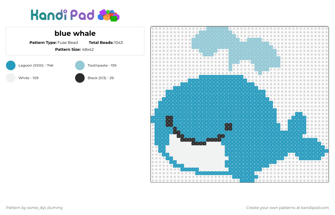 blue whale - Fuse Bead Pattern by some_dyl_dummy on Kandi Pad - light blue