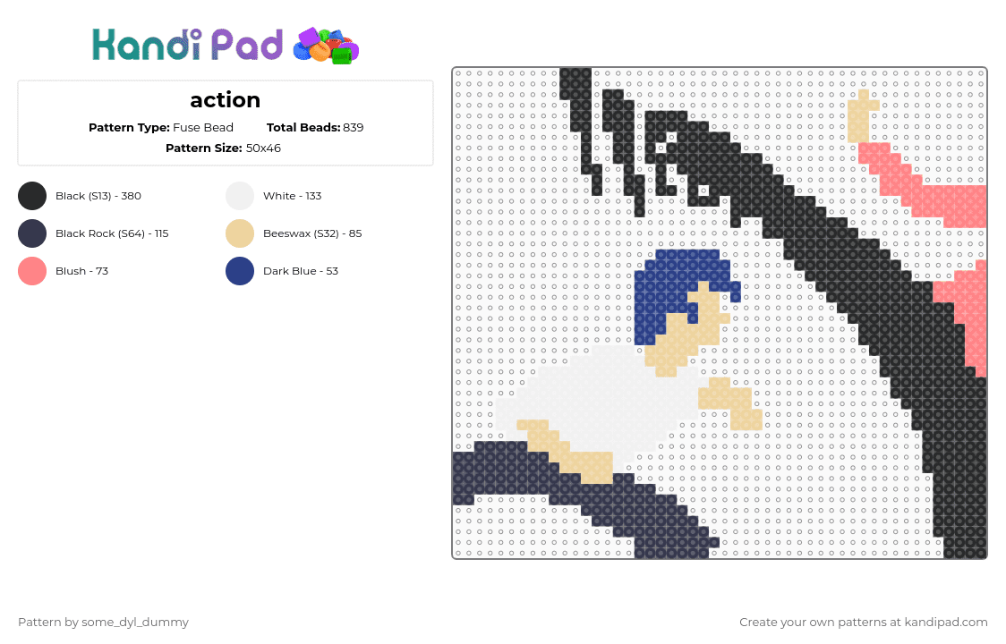action - Fuse Bead Pattern by some_dyl_dummy on Kandi Pad - beige,purple