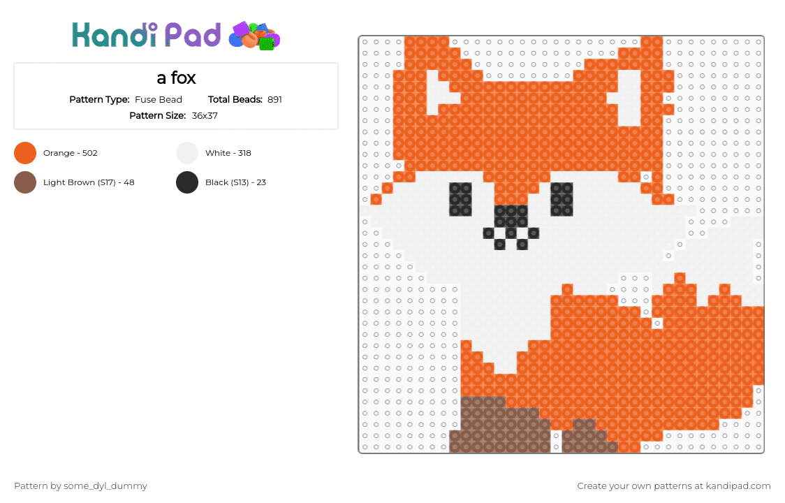 a fox - Fuse Bead Pattern by some_dyl_dummy on Kandi Pad - orange