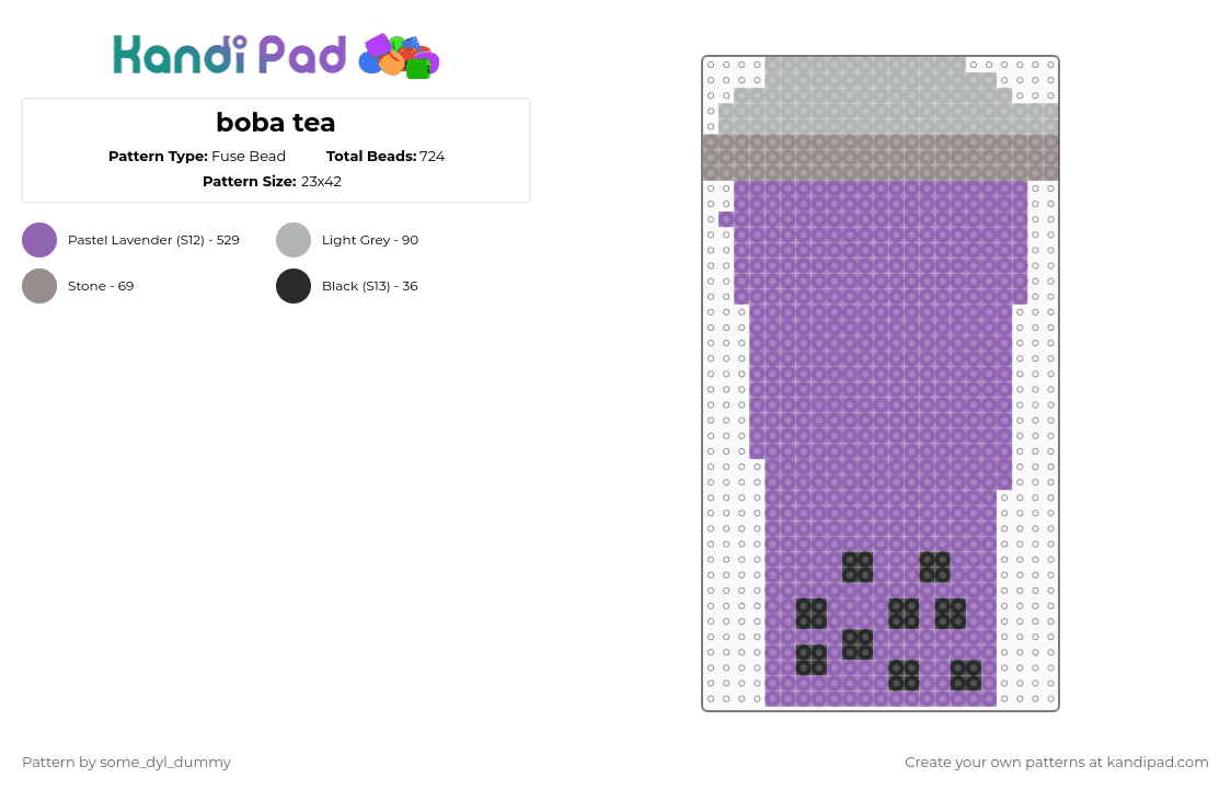 boba tea - Fuse Bead Pattern by some_dyl_dummy on Kandi Pad - pink