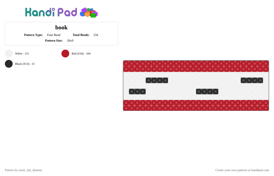 book - Fuse Bead Pattern by some_dyl_dummy on Kandi Pad - red,white