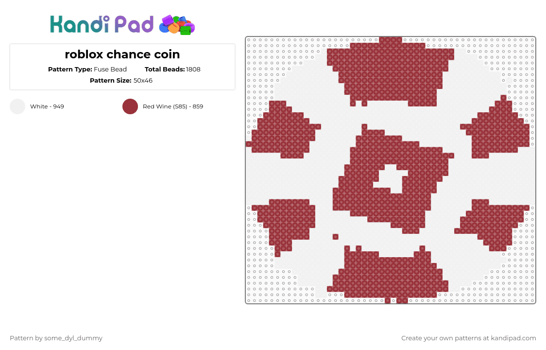 roblox chance coin - Fuse Bead Pattern by some_dyl_dummy on Kandi Pad - red,white
