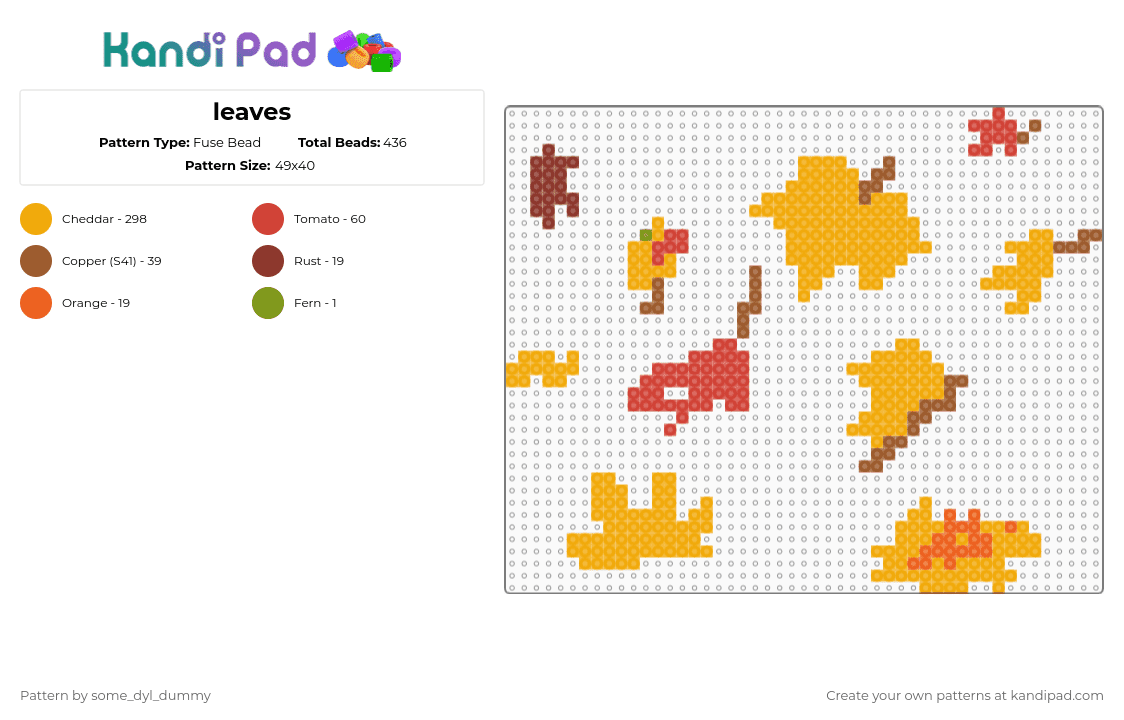 leaves - Fuse Bead Pattern by some_dyl_dummy on Kandi Pad - orange