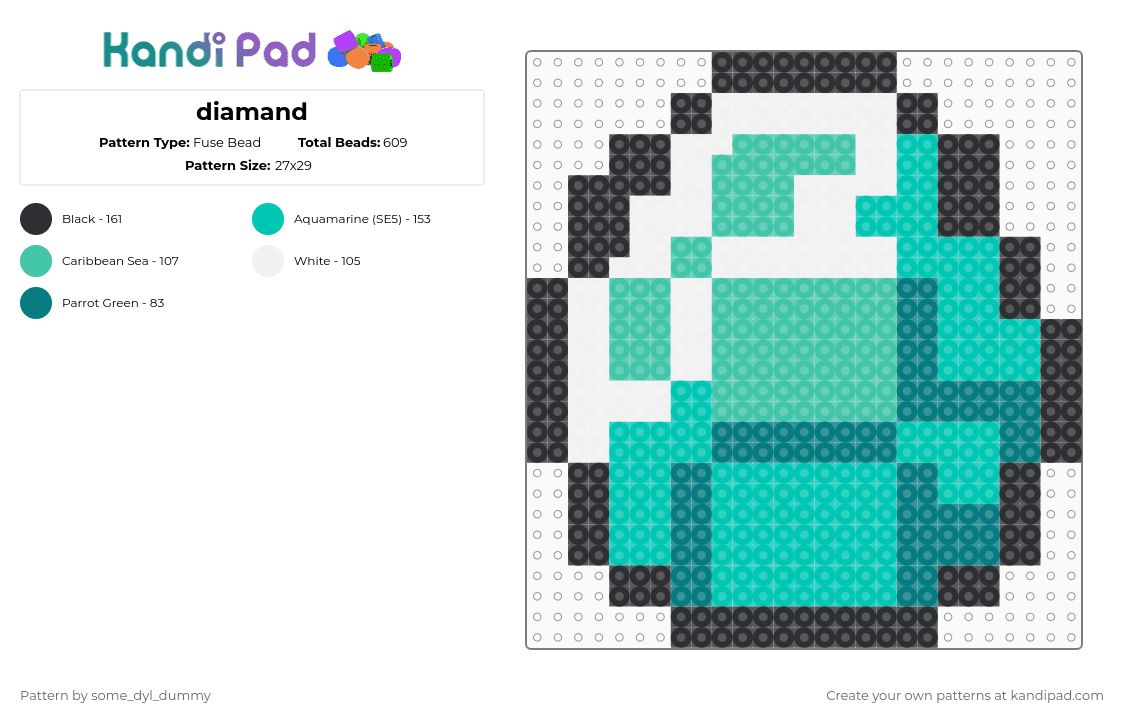 diamand - Fuse Bead Pattern by some_dyl_dummy on Kandi Pad - teal