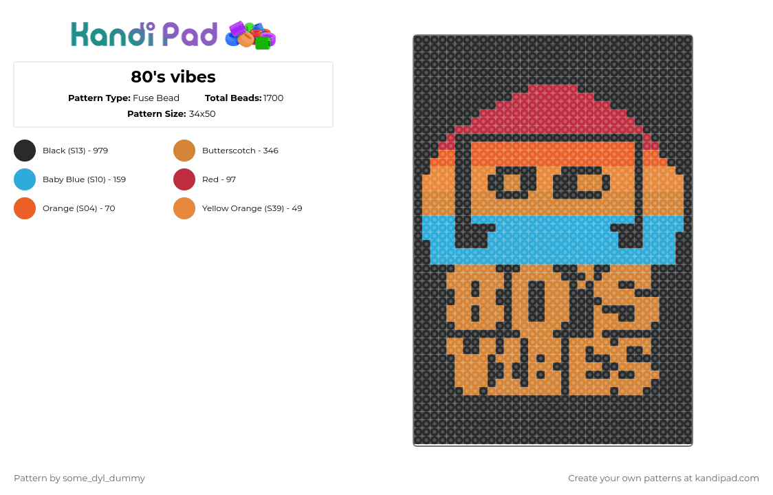 80\'s vibes - Fuse Bead Pattern by some_dyl_dummy on Kandi Pad - 