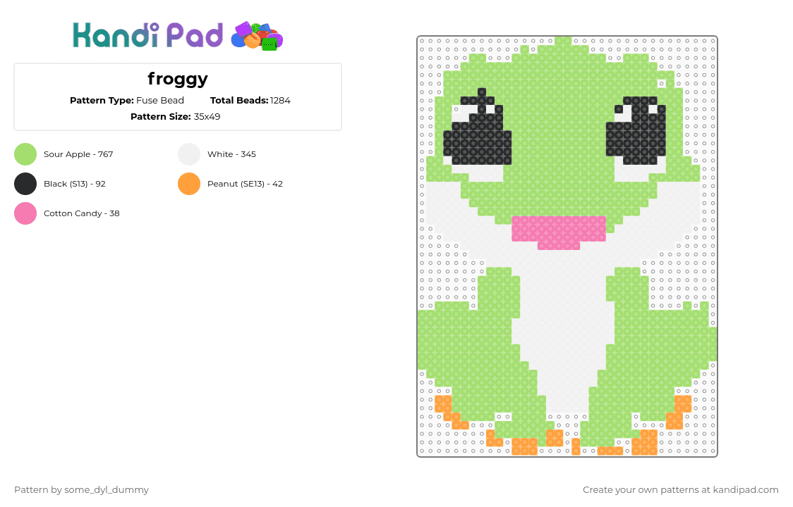 froggy - Fuse Bead Pattern by some_dyl_dummy on Kandi Pad - green