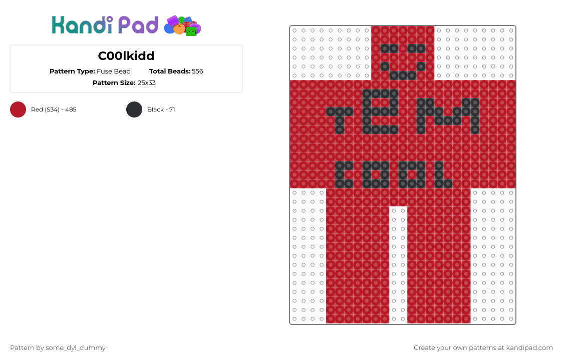 C00lkidd - Fuse Bead Pattern by some_dyl_dummy on Kandi Pad - red