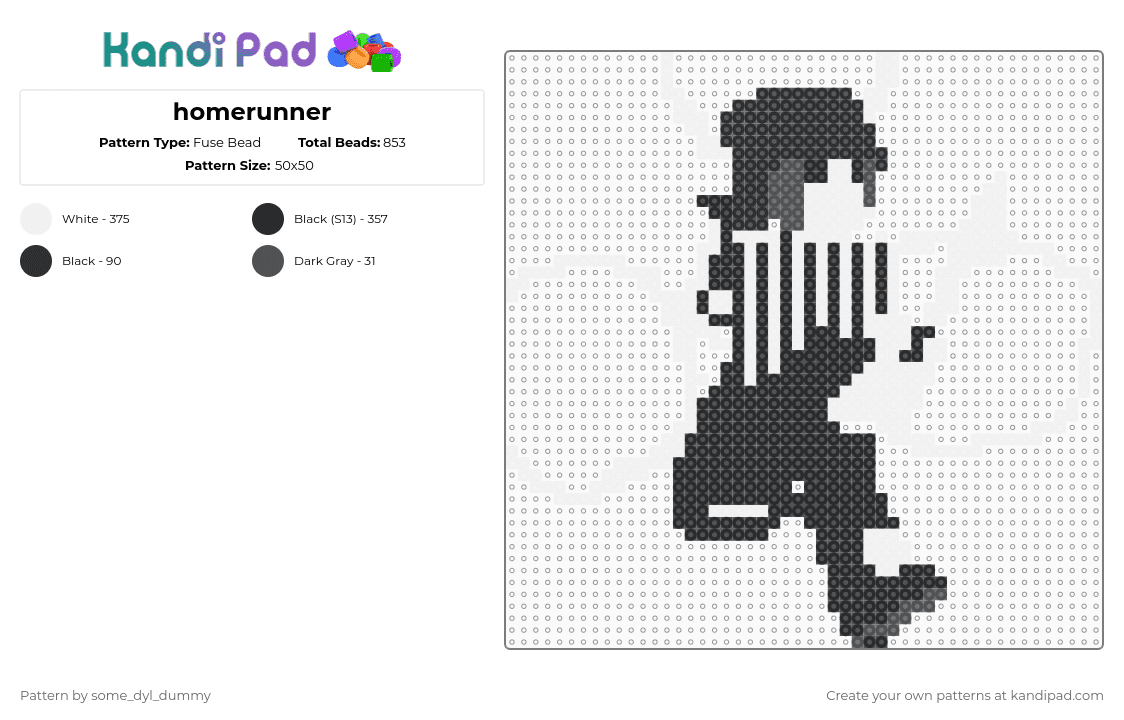 homerunner - Fuse Bead Pattern by some_dyl_dummy on Kandi Pad - white