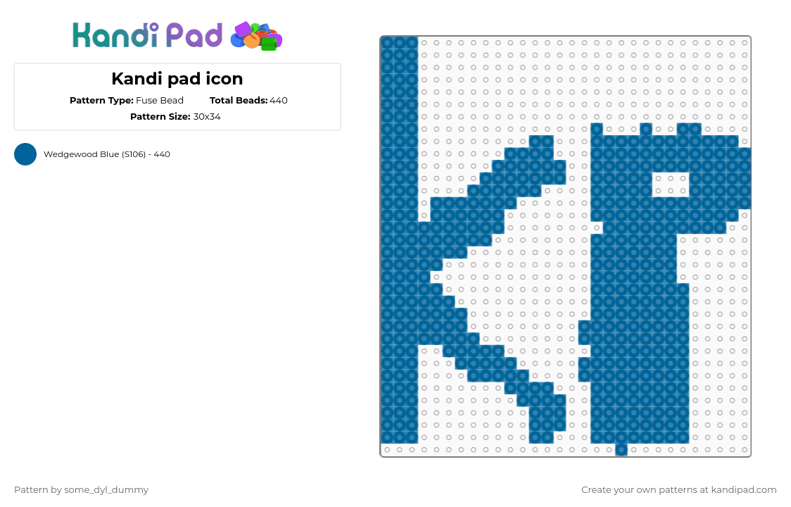 Kandi pad icon - Fuse Bead Pattern by some_dyl_dummy on Kandi Pad - blue