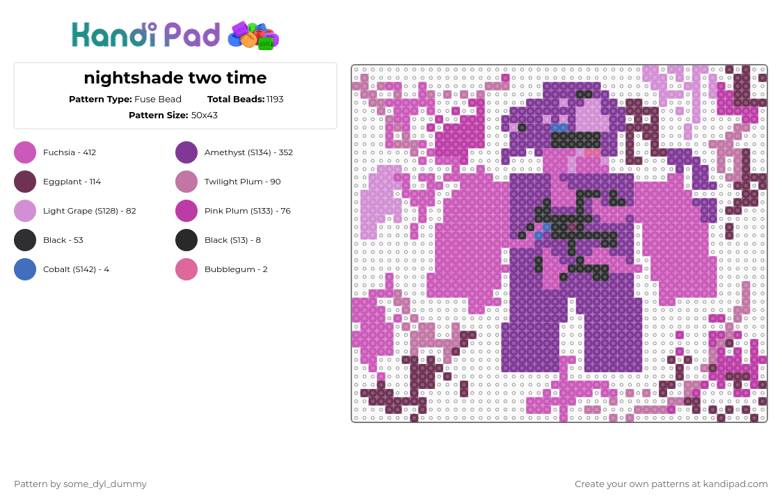 nightshade two time - Fuse Bead Pattern by some_dyl_dummy on Kandi Pad - pink