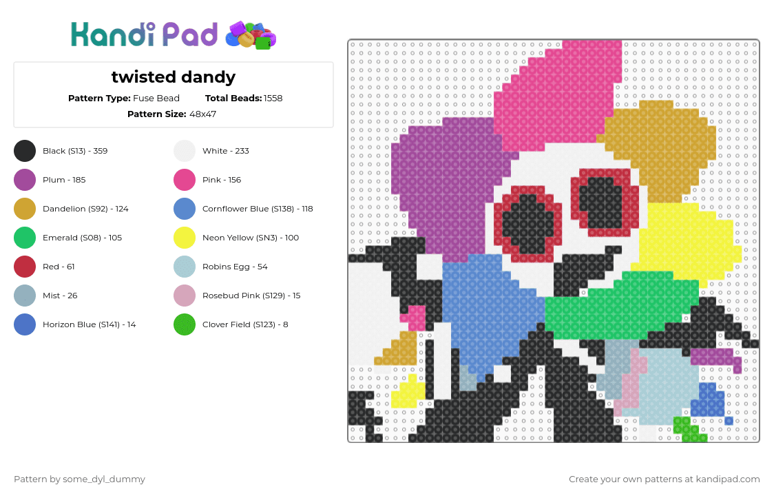 twisted dandy - Fuse Bead Pattern by some_dyl_dummy on Kandi Pad - 