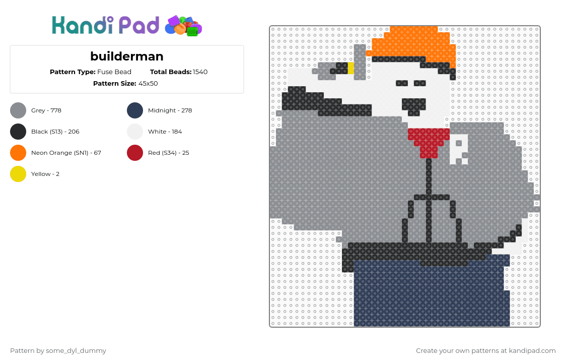 builderman - Fuse Bead Pattern by some_dyl_dummy on Kandi Pad - gray,purple