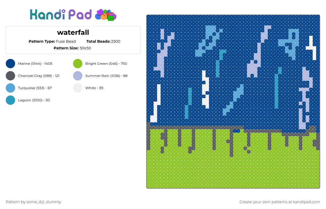 waterfall - Fuse Bead Pattern by some_dyl_dummy on Kandi Pad - green,blue