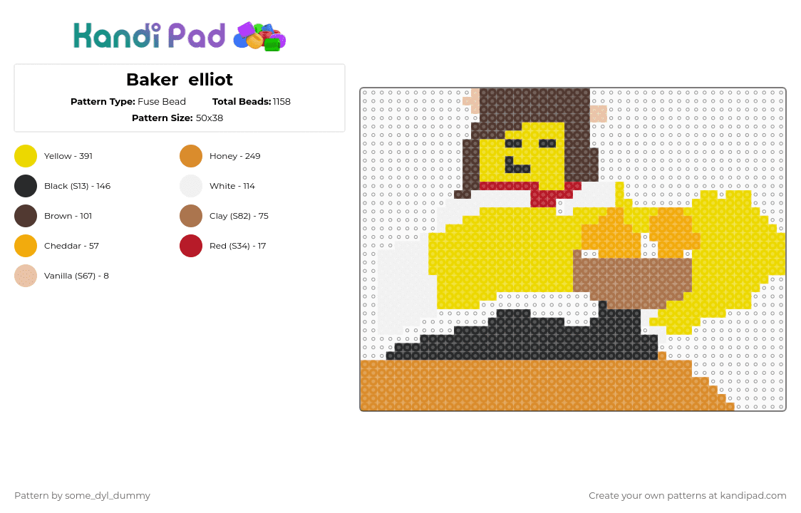 Baker  elliot - Fuse Bead Pattern by some_dyl_dummy on Kandi Pad - yellow,orange