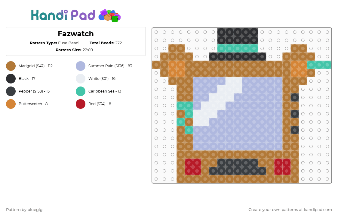 Fazwatch - Fuse Bead Pattern by bluegigi on Kandi Pad - tan,pink,videogames,fnaf