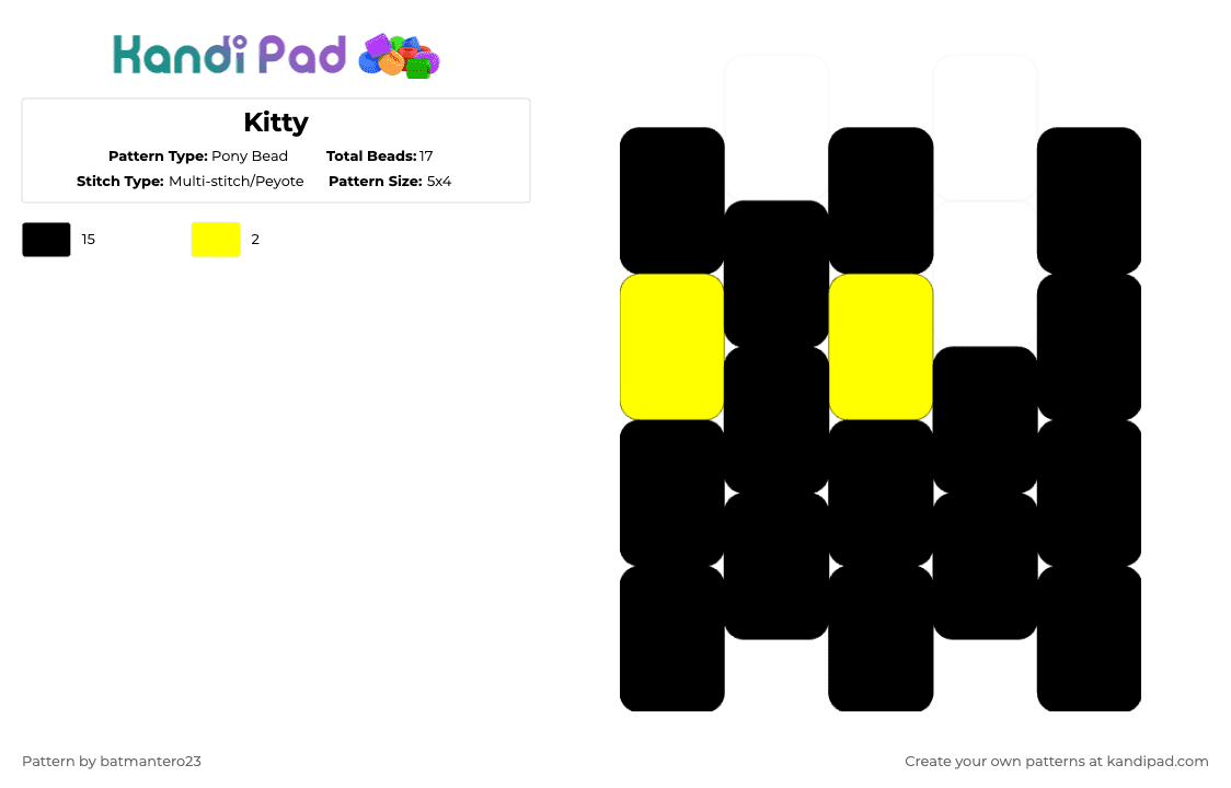 Kitty - Pony Bead Pattern by batmantero23 on Kandi Pad - black