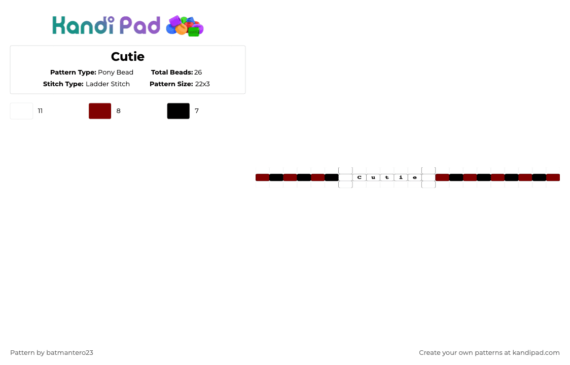 Cutie - Pony Bead Pattern by batmantero23 on Kandi Pad - brown,white