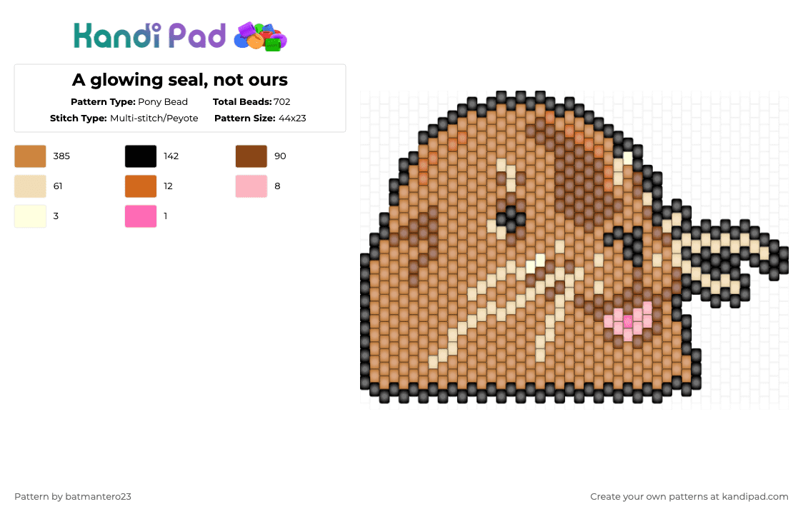A glowing seal, not ours - Pony Bead Pattern by batmantero23 on Kandi Pad - orange