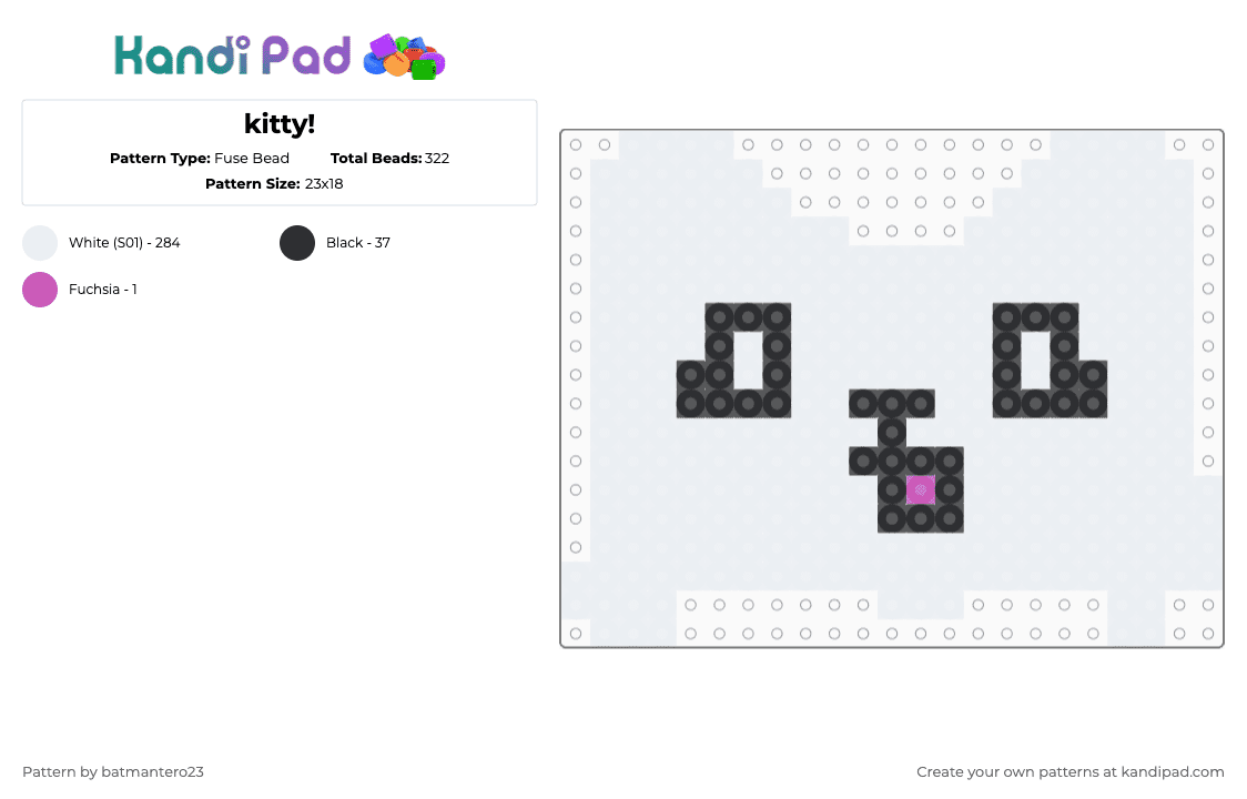 kitty! - Fuse Bead Pattern by batmantero23 on Kandi Pad - white