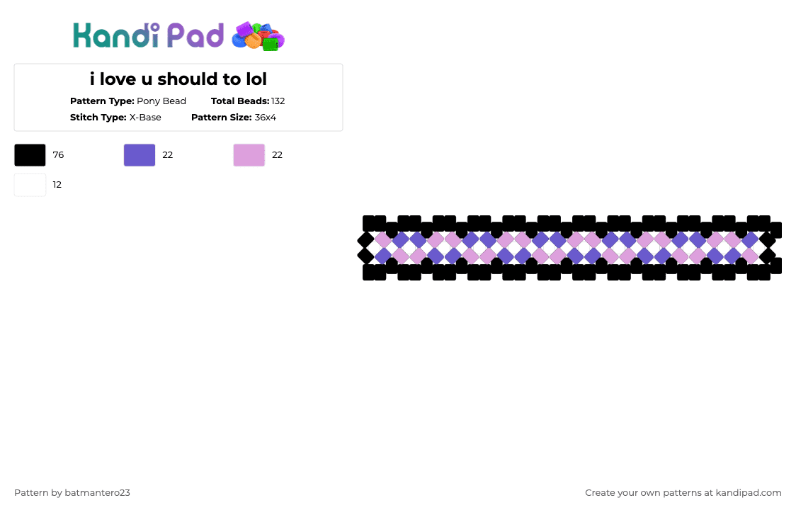i love u should to lol - Pony Bead Pattern by batmantero23 on Kandi Pad - black,blue,pink