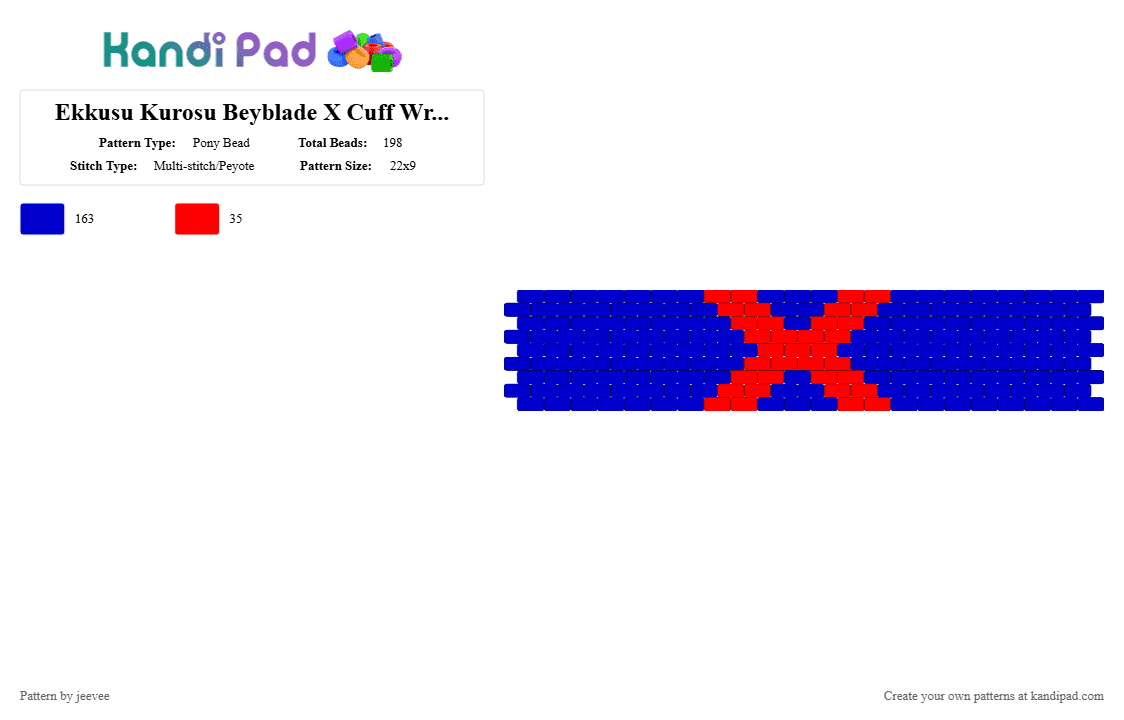 Ekkusu Kurosu Beyblade X Cuff Wristbands - Pony Bead Pattern by jeevee on Kandi Pad - purple,beyblade x,jaxon cross,ekkusu kurosu,blader x,kamen x,beyblade,cuff,anime