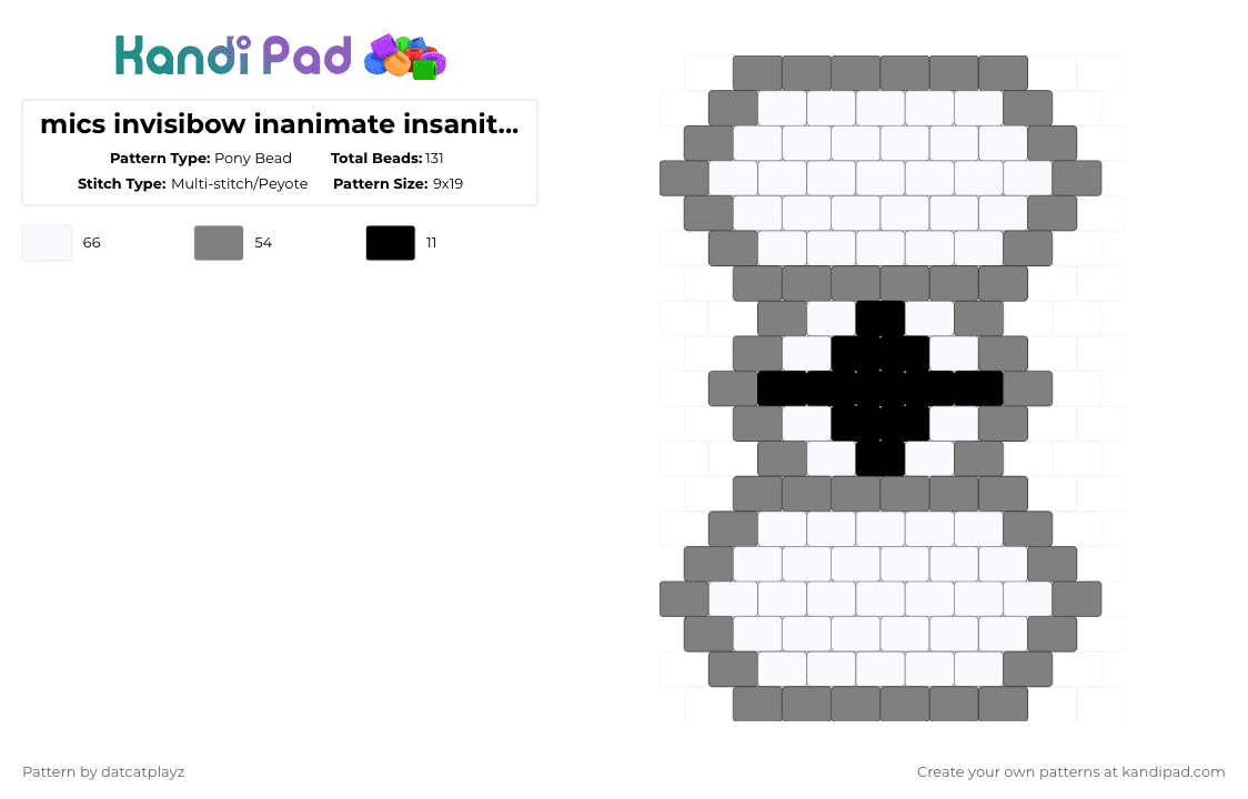 mics invisibow inanimate insanity ii - Pony Bead Pattern by datcatplayz on Kandi Pad - gray,white