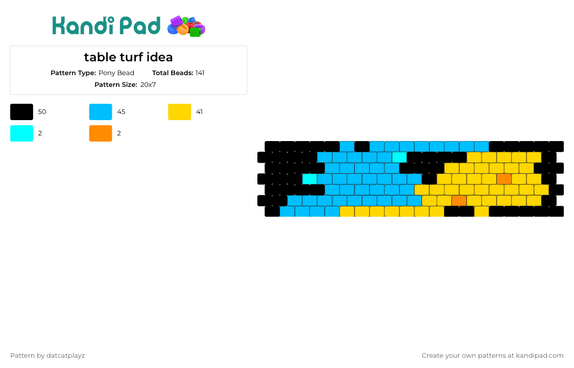 table turf idea - Pony Bead Pattern by datcatplayz on Kandi Pad - tableturf,splatoon,cuff,vibrant,inky battles,game-inspired,black,blue,yellow