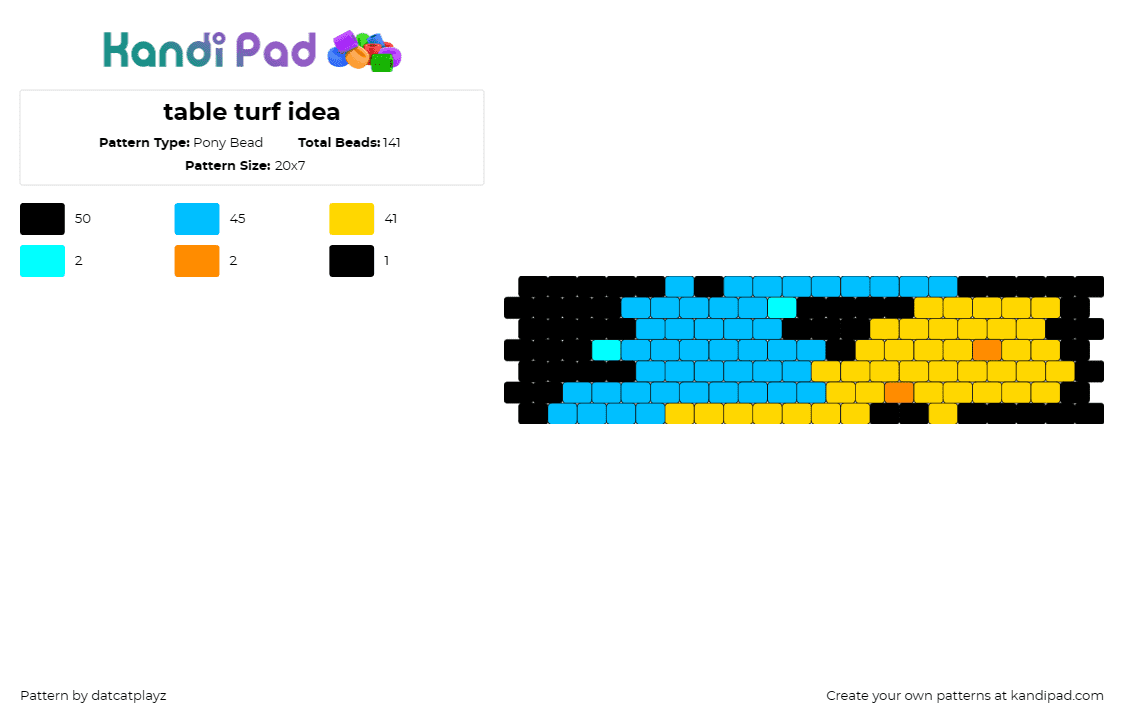 table turf idea - Pony Bead Pattern by datcatplayz on Kandi Pad - tableturf,splatoon,cuff,vibrant,inky battles,game-inspired,black,blue,yellow