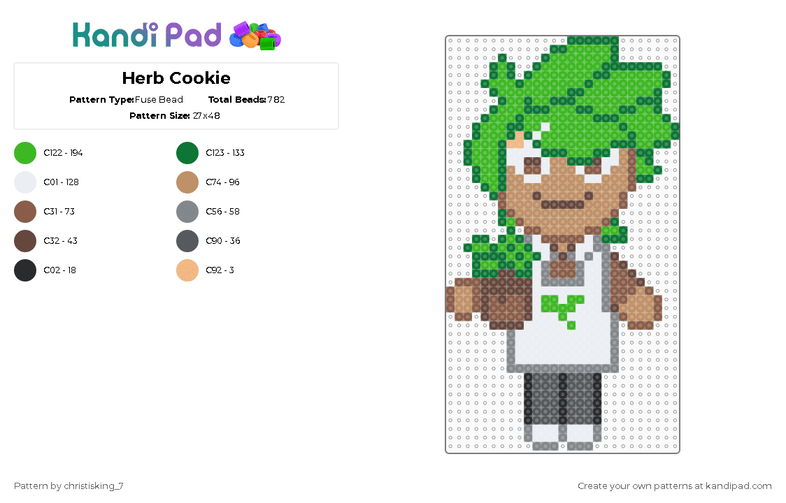 Herb Cookie - Fuse Bead Pattern by christisking_7 on Kandi Pad - green,tan