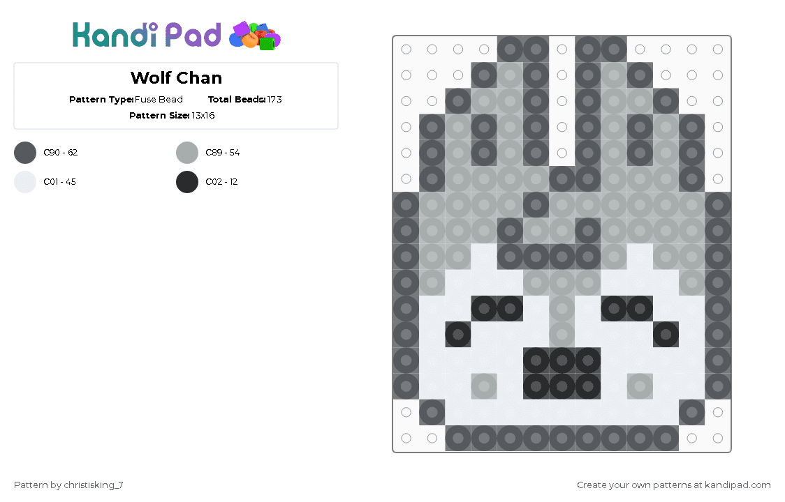 Wolf Chan - Fuse Bead Pattern by christisking_7 on Kandi Pad - gray,white