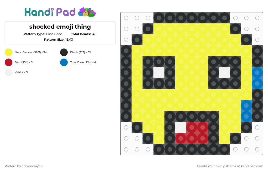 shocked emoji thing - Fuse Bead Pattern by crayoncrayon on Kandi Pad - yellow