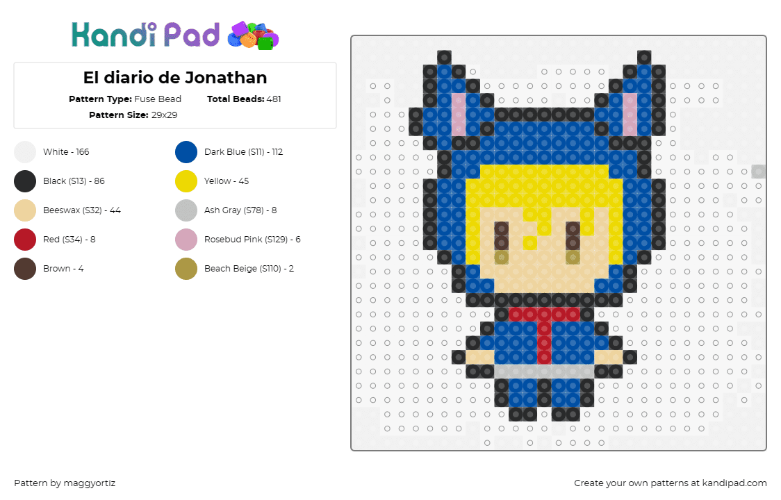 El diario de Jonathan - Fuse Bead Pattern by maggyortiz on Kandi Pad - jonathan almendair cresto,el diario de jonathan,creepypasta,character,collectors