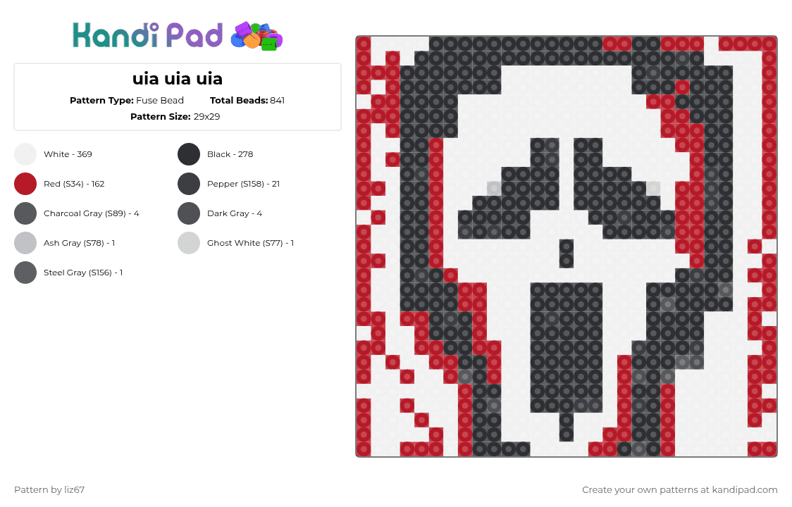 uia uia uia - Fuse Bead Pattern by liz67 on Kandi Pad - white,red