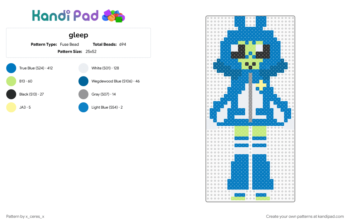 gleep - Fuse Bead Pattern by starpilled64 on Kandi Pad - blue