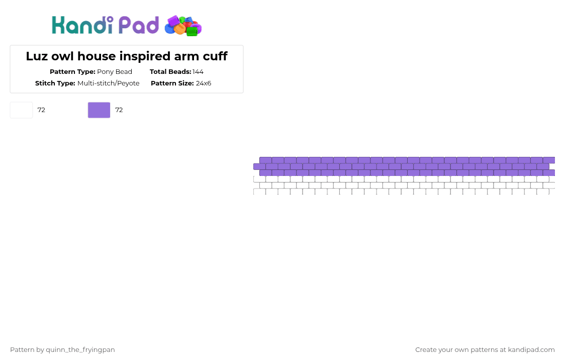 Luz owl house inspired arm cuff - Pony Bead Pattern by quinn_the_fryingpan on Kandi Pad - white,purple