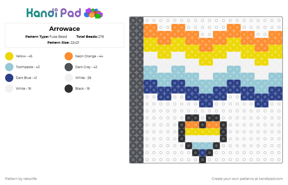 Arrowace - Fuse Bead Pattern by rats4life on Kandi Pad - yellow,blue,colorful,pride,lgbtqia,lgbtq