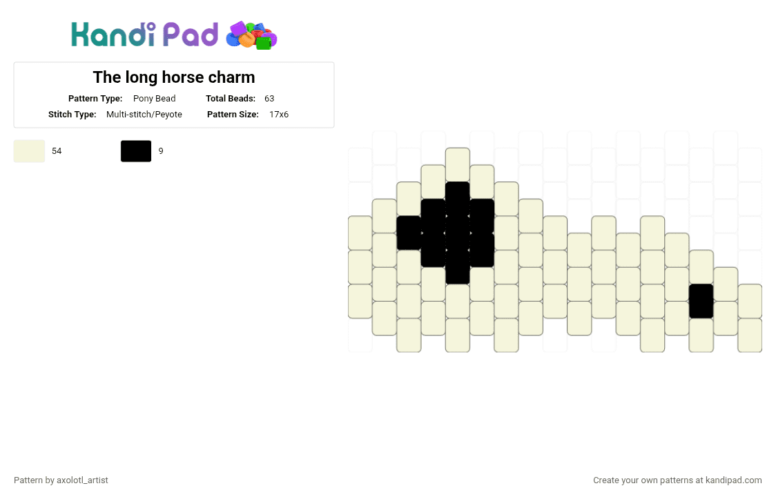 The long horse charm - Pony Bead Pattern by axolotl_artist on Kandi Pad - white