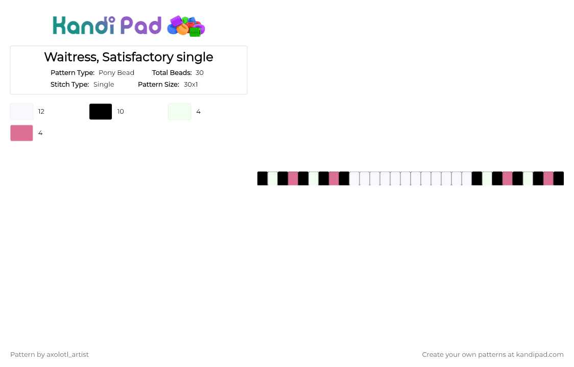 Waitress, Satisfactory single - Pony Bead Pattern by axolotl_artist on Kandi Pad - white