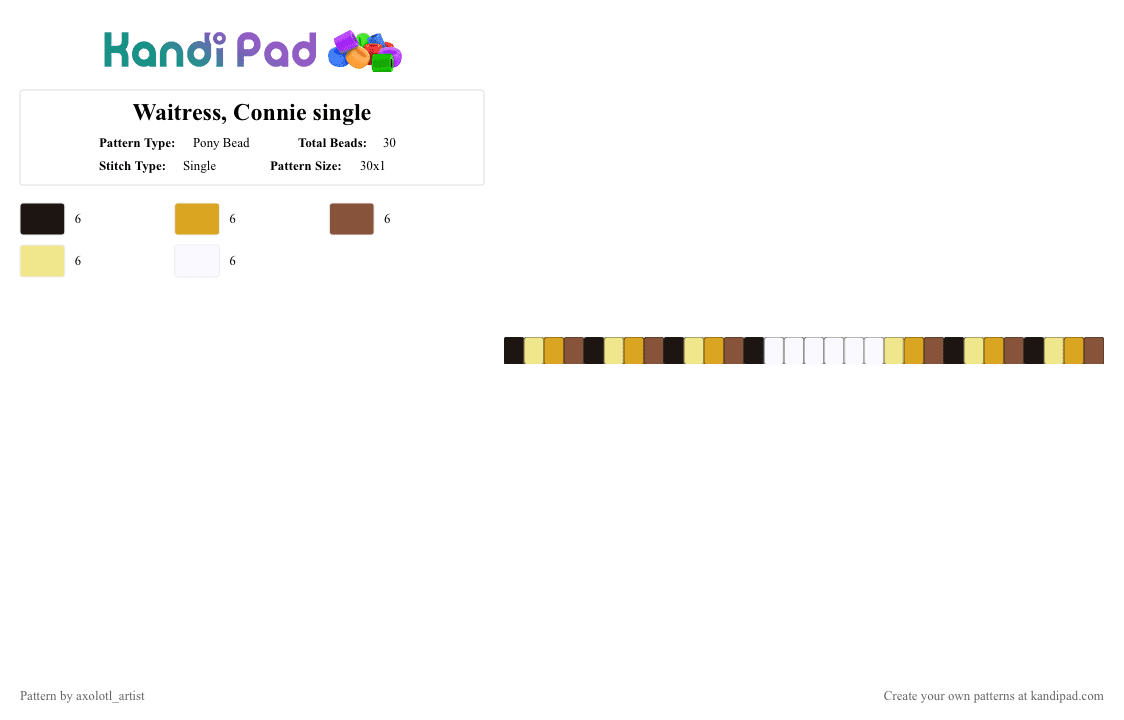 Waitress, Connie single - Pony Bead Pattern by axolotl_artist on Kandi Pad - orange,tan,yellow