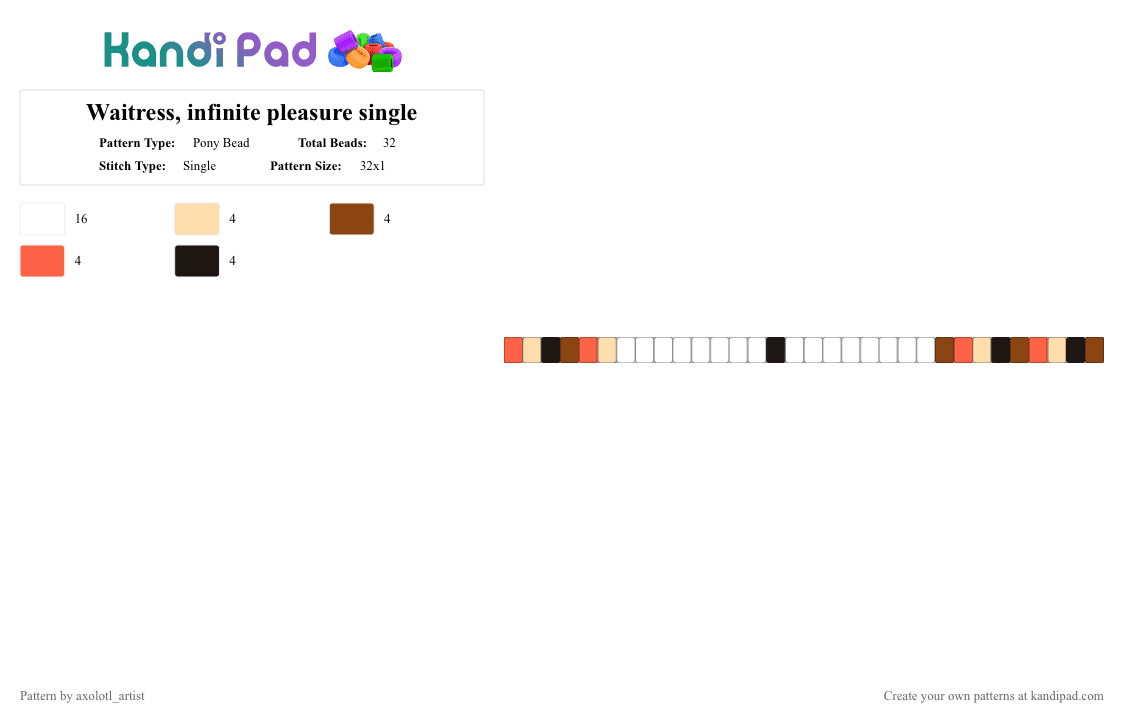 Waitress, infinite pleasure single - Pony Bead Pattern by axolotl_artist on Kandi Pad - beige,red