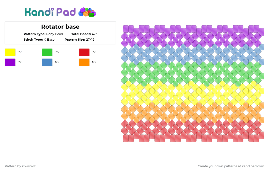 Rotator base - Pony Bead Pattern by kiwist4rz on Kandi Pad - red,purple,green,yellow