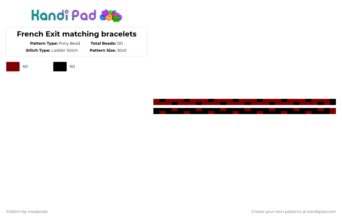 French Exit matching bracelets - Pony Bead Pattern by deleted_user_470483 on Kandi Pad - brown,black,tvgirl,red,pink
