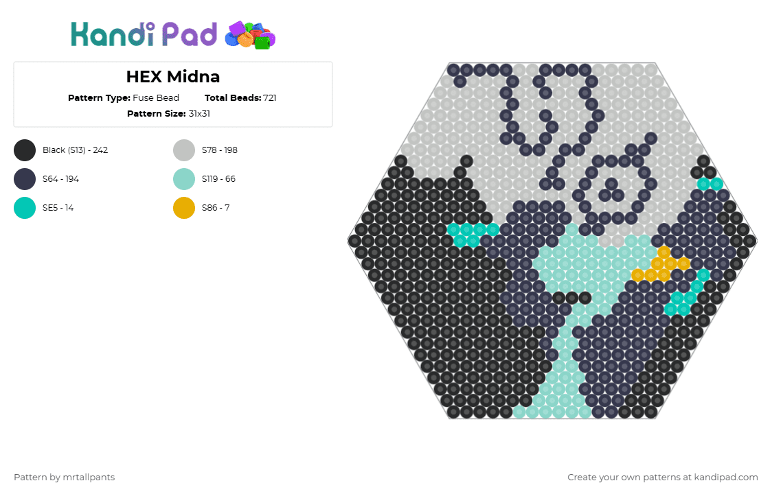 HEX Midna - Fuse Bead Pattern by mrtallpants on Kandi Pad - purple,beige,midna,zelda,princess,twilight,video game,video games,hex,hexagon