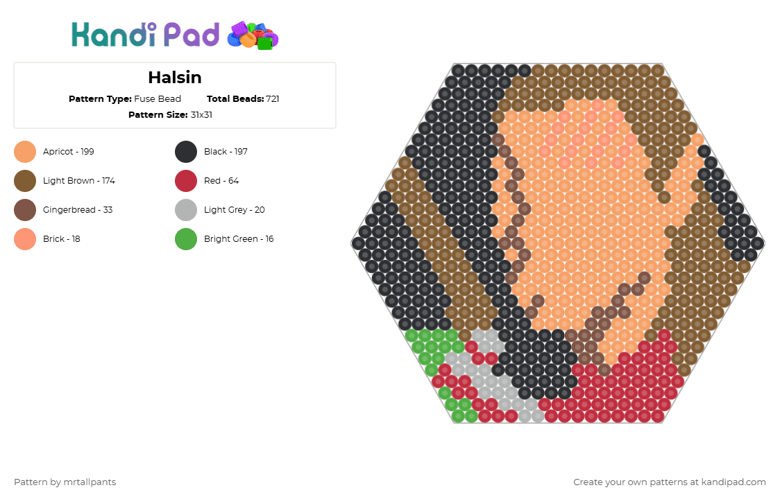 HEX Halsin - Fuse Bead Pattern by mrtallpants on Kandi Pad - orange,tan,halsin,bg3,baldurs gate 3,baldur,hex,hexagon,video game,video games