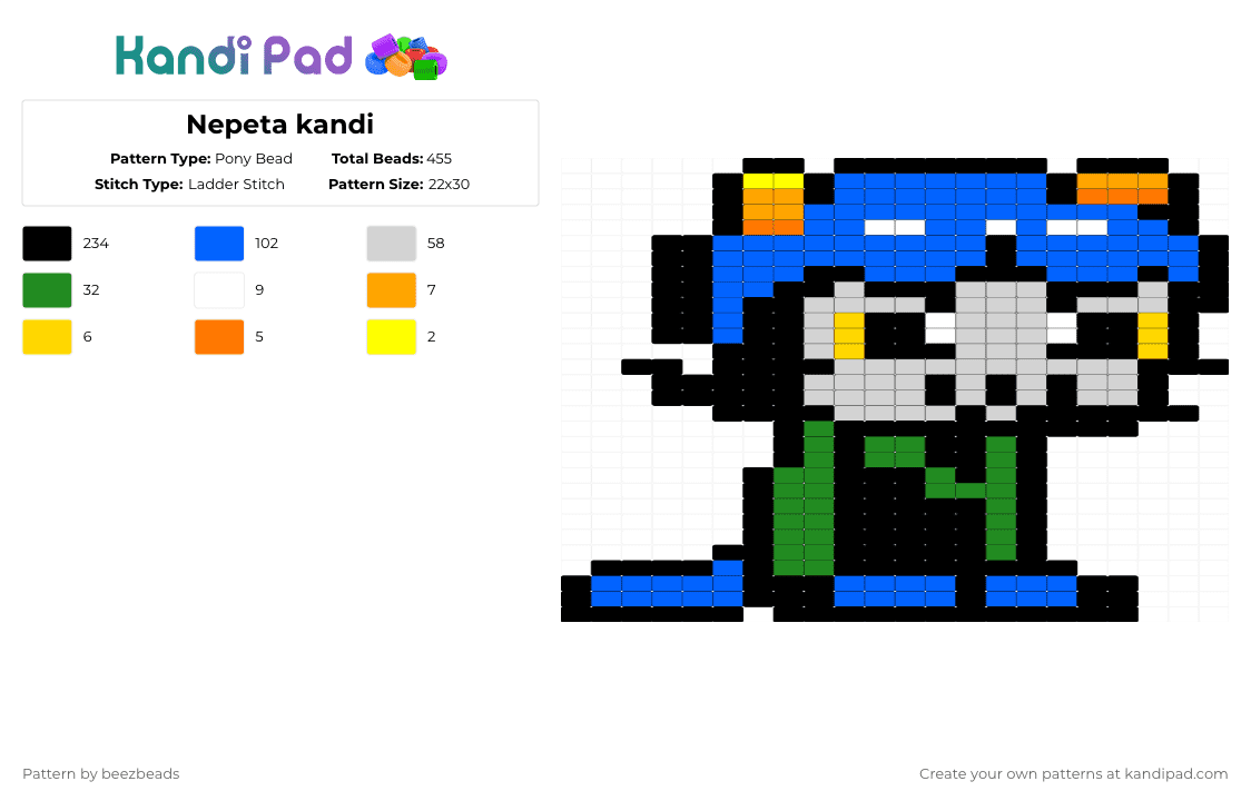 Nepeta kandi - Pony Bead Pattern by beezbeads on Kandi Pad - black,blue