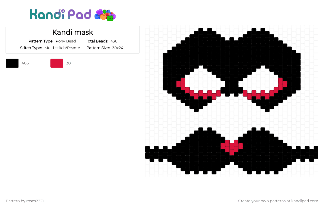 Part of a Kandi mask - Pony Bead Pattern by roses2221 on Kandi Pad - 