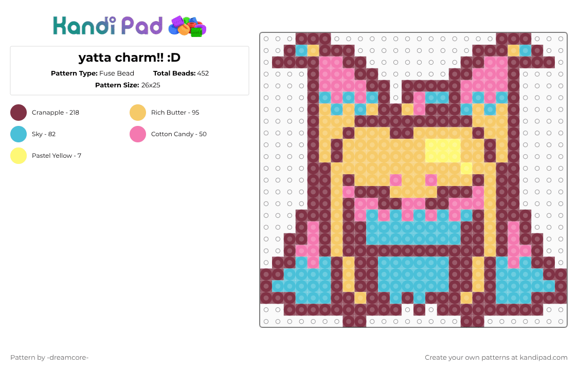 yatta charm!! :D - Fuse Bead Pattern by -dreamcore- on Kandi Pad - brown,yatta,dw,dandys world,pinata