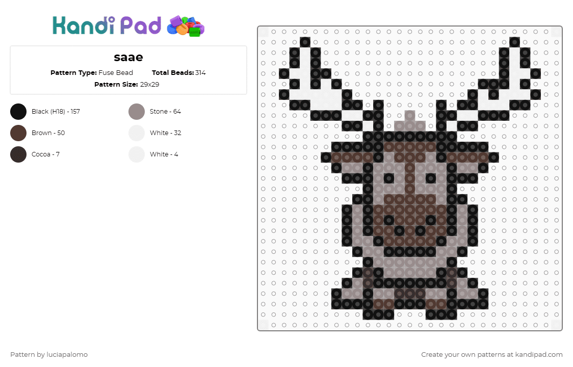 saae - Fuse Bead Pattern by luciapalomo on Kandi Pad - gray,brown
